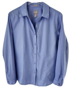 Chicos Wrinkle Resistant Shirt Sz 2 Large 12 14 Blue Long Sleeve V Neck Collar - Picture 1 of 8