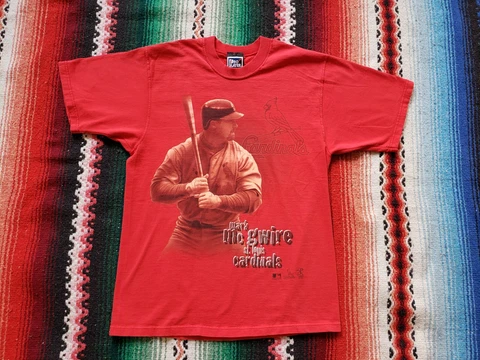 Vtg 90s Mark McGwire Home Run Pro Player St. Louis Cardinals T Shirt Size Medium Cover