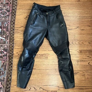 $799 Vanson Thick Heavy Leather Motorcycle Riding Pants Womens Size 8 Black - Picture 1 of 10