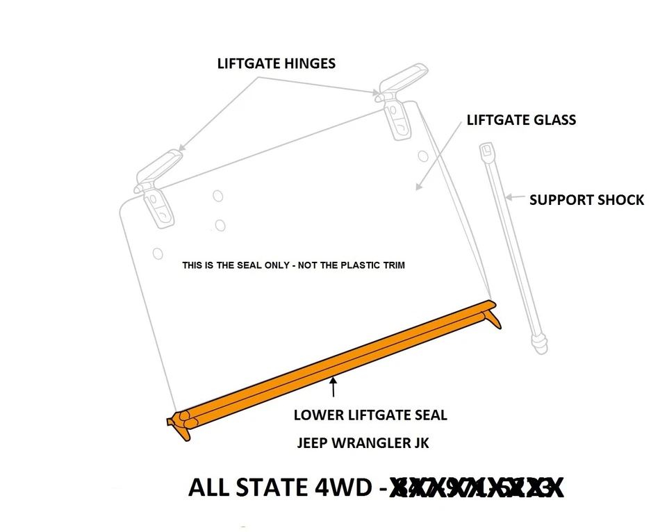 ПОДХОДИТ ДЛЯ JEEP WRANGLER JK 2007-10 НИЖНИЙ ЖЕСТКИЙ ВЕРХ ПОДЪЕМНЫЕ ВОРОТА УПЛОТНЕНИЕ JEEP REF #55397042AE - Изображение 1 из 3
