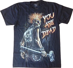 T-SHIRT TESCHIO YOU ARE DEAD MAGLIETTA COTONE 100% MAZZA MAGLIA HOT FLUORESCENTE - Foto 1 di 3