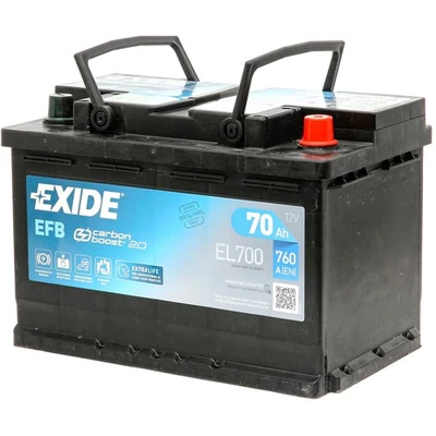EXIDE EL700 EFB Batterie de Démarrage 12V 70Ah 760A EN pour VW GOLF VI (5K1) - Photo 1/4