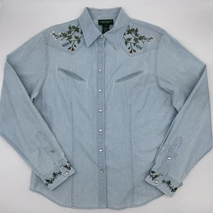 Camicia Ralph Lauren Jeans Co. da donna con bottoni a pressione e perle ricamati western med - Foto 1 di 13