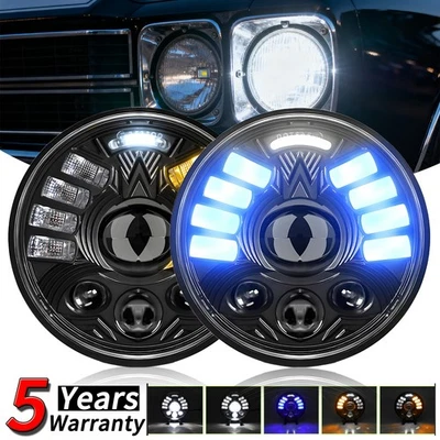 适用于宝马 535is 1988 2x 5-3/4 5.75 英寸 LED 车头灯高/低光束带 DRL — 第 1/4 张图片