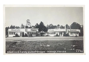 JENNINGS FLORIDA 1949 REAL CLINE FOTO POSTKARTE SHADRICK'S CANDY und GESCHENK SHOPPE - Bild 1 von 4