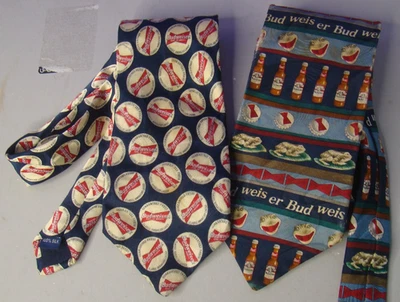 Пара галстуков Budweiser King of Beers подлинная коллекция Anheuser Busch мужские лягушки - Изображение 1 из 4