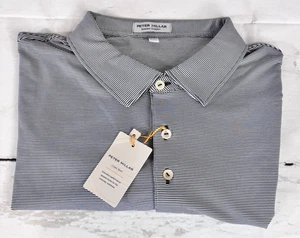 Nuevo con etiquetas Camisas Polo de Golf Peter Millar Corona Artesanales Verano Comodidad Negro Blanco Rayas - Imagen 1 de 8