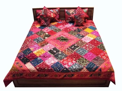 7 PIEZAS IMPRESIONANTE LENTEJUELAS SARI EDREDÓN EDREDÓN COLCHA MANTA REGALO NAVIDAD Foto 1 de 4