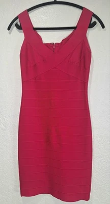 Herve Leger Cherry/ Pink Body-Con Bandage Mini Dress Y2k Clueless Size Medium - Image 1 of 4