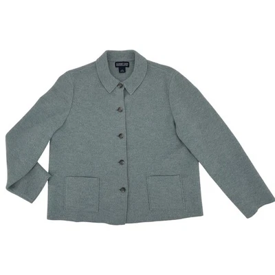 VTG Lands' End Women's Boiled Wool Cardigan Sweater 14 Petite Pockets Cabincore - Image 1 of 4