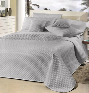 Copriletto Trapuntato Matrimoniale Roma Grigio Trapuntino + 2 Federe 50x80cm Gff - Bild 1 von 1