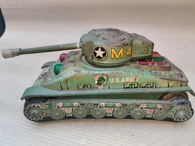 VINTAGE SHERMAN TANK U S ARMY ORDNANCE 30070011 TAIYO Made JAPAN BATERY tin TOY  - Image 1 of 4