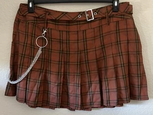 Thorn & Fable Brown Plaid Side Chain Skirt For Hot Topic Plus Size 2 - Picture 1 of 7