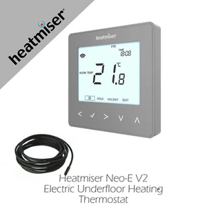 Heatmiser NeoStat E  Electric Underfloor Heating Thermostat Silver Smart Options - Picture 1 of 12