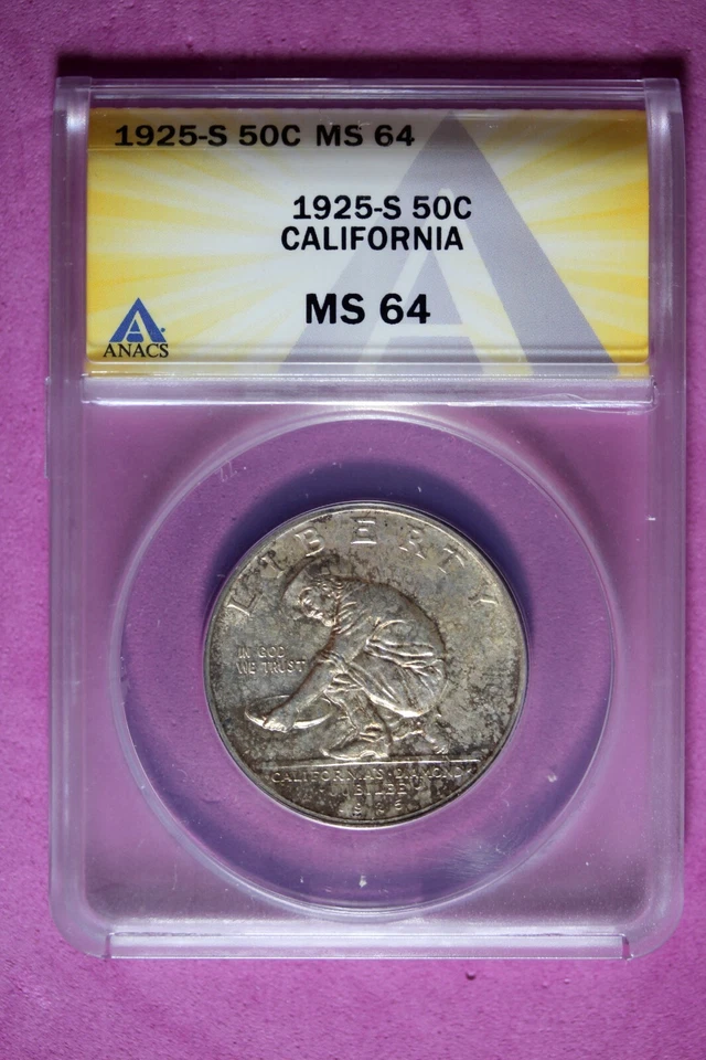 1925 S ANACS MS64 California Diamond Jubilee Commemorative Half Dollar #B44261 - Image 1 of 2