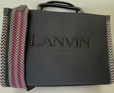 Bolso de Mano Lanvin Negro Lona y Cuero Asas Correa Jacquard Mediano Interior y Exterior Foto 1 de 4