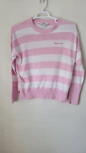 Vineyard Vines Womens Sweater Medium  Pink White Striped Crewneck Embroidered  - Picture 1 of 9