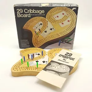 29 Cribbage Board 1029 3 Track W/ Pegs Solid Wood 3 Players Pressman 1983 - Picture 1 of 12