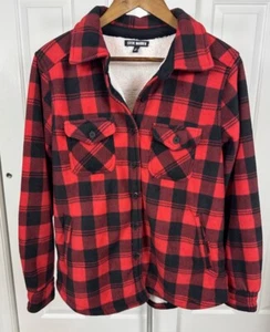 Steve Madden Buffalo Fleece Jacket - Red/White Plaid - Women’s Size Large - Picture 1 of 6