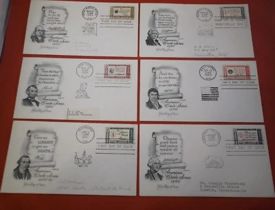Scott# 1139-44 "American Credo Series" set of 6 FDCs- single stamps  (Artmaster) - Image 1 of 4