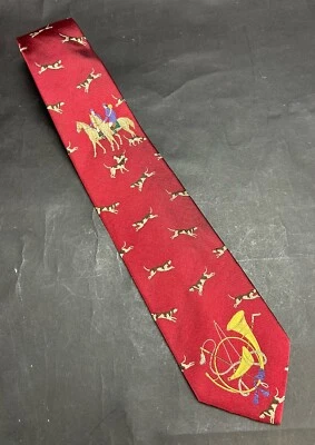 Vintage Polo Ralph Lauren Men’s Silk Neck Tie Fox Hunt Hound Dogs - Imagem 1 de 4