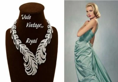 COLLANA<GRACE KELLY'COLLECTION>gr141 LEGA ARGENTO/PLATINO,TOPAZI,BRILLANTI-FANCY - Immagine 1 di 4