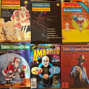 Lot of 6 Antique Fantasy & Science Fiction  & Amazing Stories Magazine 1969-81
