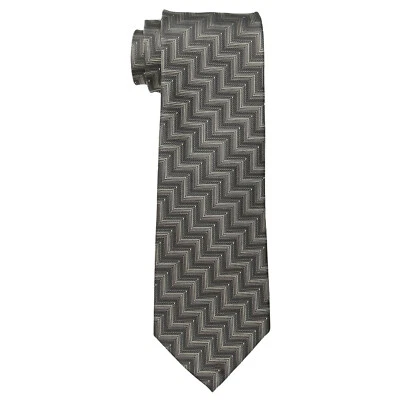 Corbata clásica KENNETH COLE REACTION marrón topo zig zag textura rayas pindot seda Foto 1 de 3