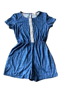ShoSho Youth Girls Romper Short Sleeve Top Shorts Size 12 Blue Comfort One Piece - Picture 1 of 11