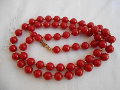 COLLANA firmata MONET sfere in lucite rosse cm 79 - Immagine 1 di 4