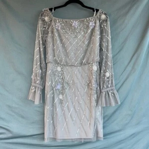 Neu mit Etikett Adrianna Papell schulterfreies Damenkleid mit Perlen Größe 4 - Bild 1 von 9
