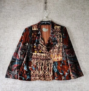 Etro Milano Velvet Blazer Double Breast Womens IT 46 US 10 Brown Floral Paisley - Picture 1 of 20