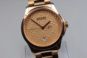 [N MINT] GUCCI G-TIMELESS 126.4 YA126440 Gold Tone Pattern Dial Qz Men's Watch - Picture 1 of 10