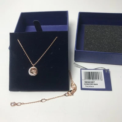 Nuevo En Caja Gift Colgante Dextera Corte Circular, Blanco, Chapado en Tono Oro Rosa Foto 1 de 4