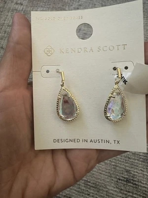 Kendra Scott SAMI  14K Gold Over Brass Drop Earrings / Dichroic Glass/NWT - Image 1 of 4