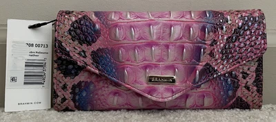 Brahmin Melbourne VERONICA 三折信封钱包热粉色 COBRA OMBRE 全新带标签 全新带盒 — 第 1/4 张图片