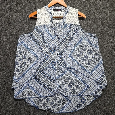 Top para muñeca bebé top para mujer talla grande 3X encaje floral delicado boho en capas fluido sin mangas Foto 1 de 4