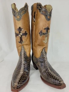 Ferrini Brown Python Print Womens Cowgirl Leather Boots Size 8.5M NEW!!! - Picture 1 of 20