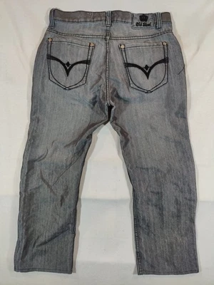 Pantalones de mezclilla vintage Old Skool para hombre 32 bolsillos bordados de pierna ancha gris patinador Foto 1 de 4