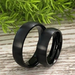 His and Her Titanium Rings, Personalized Engrave Anniversary Ring, Promise Ring - Picture 1 of 5