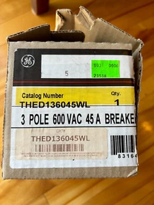 NEW OLD STOCK - IN OPEN BOX - GE THED136045WL 3POLE 45A 600V HI-BREAK BREAKER c - Picture 1 of 7