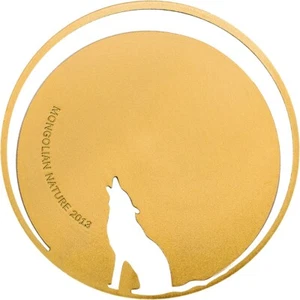 Mongolei 2013 Wolf 500 Togrog Gilded Laser Cut 1/2 Oz Silbermünze Top - Bild 1 von 2
