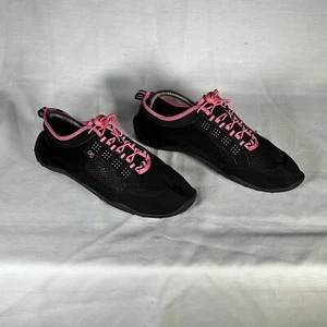 Ocean Pacific Black Pink Water Shoes Aqua Socks Elastic Laces Woman's L 9-10 - Picture 1 of 10