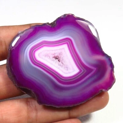 Purple Smooth Slice Gemstone 58x49 mm Natural Slice Agate Geode Cabochon BS-1188 - Image 1 of 4