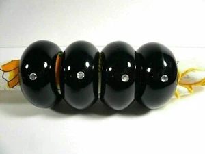 Set 4 anelli tovaglioli neri con strass diamantati - Foto 1 di 2
