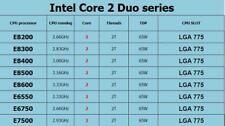 Intel Core 2 Duo E8200 E8300 E8400 E8500 E8600 E6550 E6750 E7500 CPUs Processor