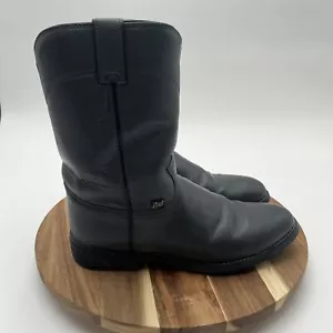 Justin Basics Men’s JB3004 Gray Leather Western Roper Cowboy Boots Size 8.5 D - Picture 1 of 8