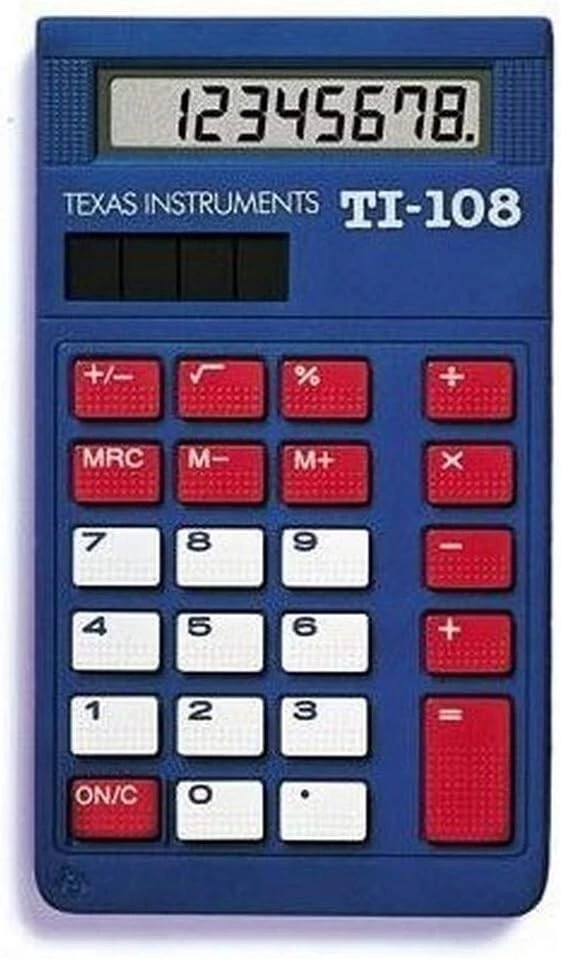 Texas Instruments TI-108 Basic Solar Calculator Blue Student Classroom Math Tool - Image 1 of 1