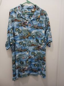 Batik Bay Men's 3XLT Button Front Shirt Hawaiian Tropical Island Palm Tree Camp