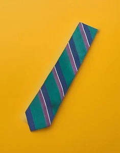 Vintage Jacobs Roberts For Nordstrom - Diagonal Striped Pattern Silk Tie Necktie - Picture 1 of 8